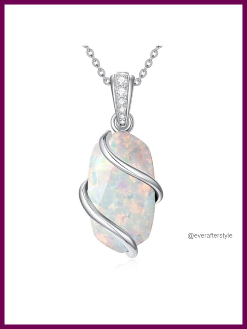 Sterling Silver Opal Pendant Necklace Dainty Gemstone Jewelry
